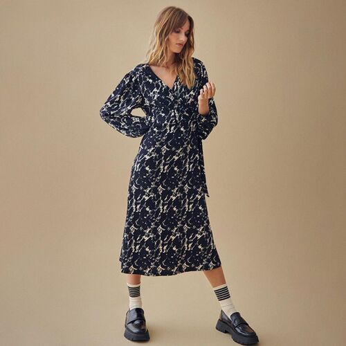 Robe Longue Cache Coeur Bleu Imprimée Femme Vila