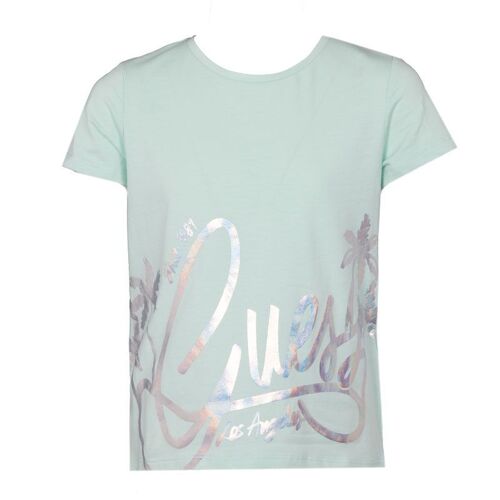 Tshirt Col Rond Imprimé Argenté Avec Logo Manuscript Enfant Guess