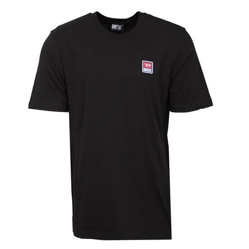 Tee Shirt Uni Coton Avec Logo Brodé Homme Diesel