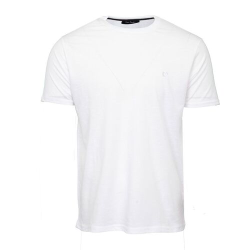 Tee Shirt Col Ras De Cou Tissu Chiné Coton Homme Pierre Cardin