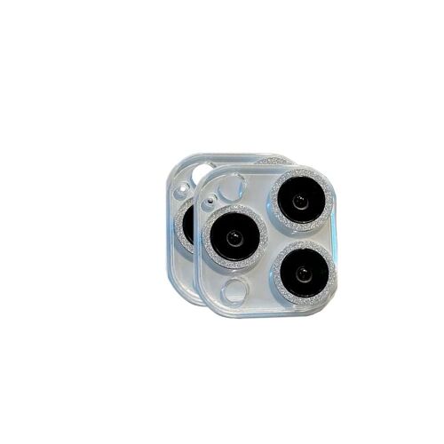 Lot de 2 protections d'objectif à paillettes (argent) compatibles avec iPhone 17 Pro