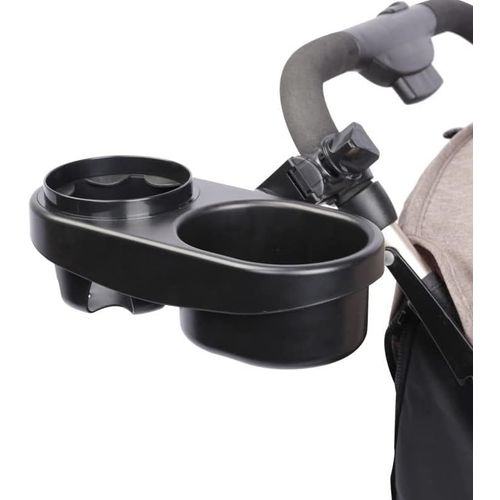 Porte-Gobelet Tournant À 360° Pour Poussette, Double Compartiment, 23 X 18 X 17 Cm, Montage Sans Outil, Patins Antidérapants, Compatible Poussettes, Caddies Et Fauteuils Roulants