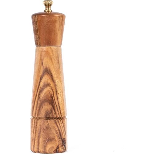 Moulin À Sel, Moulin À Sel Avec Noyau De Broyage Céramique Réglable, Bois D'acacia, Hauteur 22 Cm, Fond Dia : 5,5 Cm(Le Plateau N'est Pas Inclus)