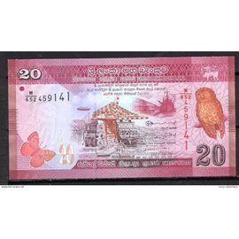 Billet De Banque Sri Lanka 20 Roupies 2021 Pick 123 Neuf Unc  Dimension 128 × 67 Mm