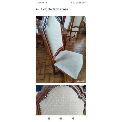 Lot De 6 Chaises En Bois Massif Retapissées Chez Un Professionnel