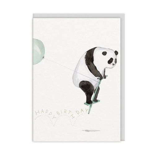 Ohh Deer Biglietto Di Auguri 'panda Happy Birthday' A6 (152 X 112 X 1,5 Mm), Grigio Pastello/Bianco