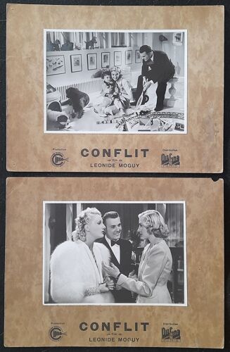 Conflit - Film 1938 Léonide Moguy Avec Corinne Luchaire , Annie Ducaux , Pauline Carton - 2 Photos Originales D'Exploitation De Cinéma Collées Sur Carton D'Origine - Chaque Affiche 35x27 Cm