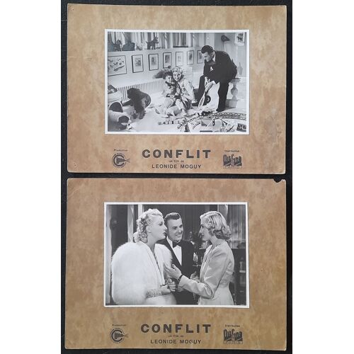 Conflit - Film 1938 Léonide Moguy Avec Corinne Luchaire , Annie Ducaux , Pauline Carton - 2 Photos Originales D'Exploitation De Cinéma Collées Sur Carton D'Origine - Chaque Affiche 35x27 Cm