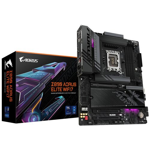 GIGABYTE Carte mère Z890 AORUS ELITE WIFI7 - Prend en charge les processeurs Intel Core Ultra (Série 2), VRM à 16+1+2 phases, jusqu'à 8800MHz DDR5 (OC), 1xPCIe 5.0 + 3xPCIe 4.0, Wi-Fi 7, LAN 2.5GbE, Thunderbolt 4