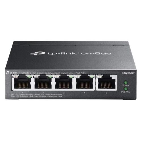 TP-Link Omada ES205GP commutateur réseau Géré Gigabit Ethernet (10/100/1000) Connexion Ethernet, supportant l'alimentation via ce port (PoE) Noir