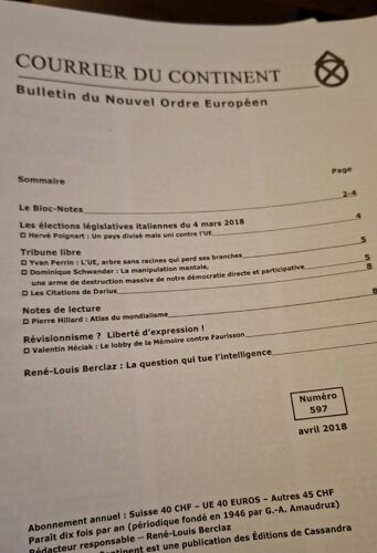 Courrier Du Continent 597 Avril 2018
