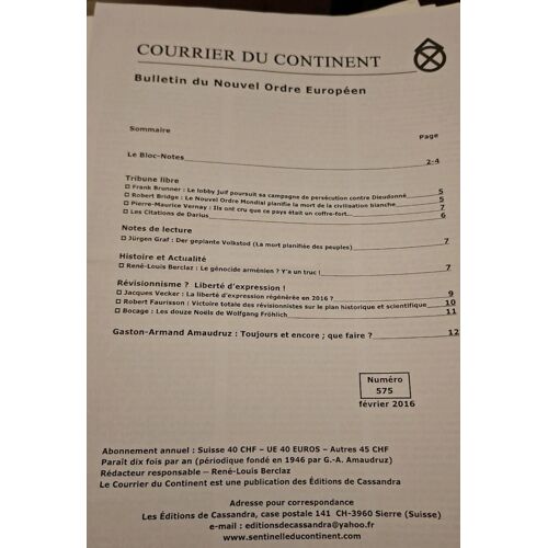 Courrier Du Continent 575 Février 2016