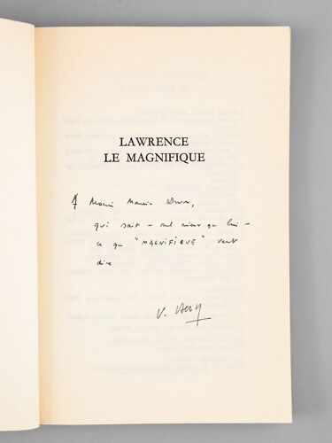 Lawrence Le Magnifique. Essai Sur Lawrence Durrell Et Le Roman Relativiste [ Livre Signé Par L'auteur ]