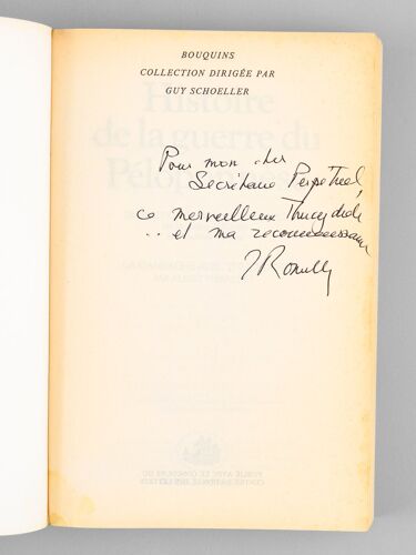 Histoire De La Guerre Du Péloponnèse. Traduction, Introduction, Notes Par Jacqueline De Romilly. [ Livre Signé Par La Traductrice ]. La Campagne Avec