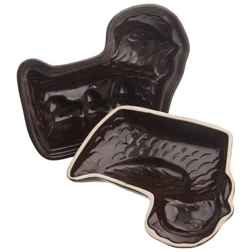 Moule À Gâteau - Orion - Forme Poulet - Céramique Émaillée - Marron - 17x10,5x13 Cm