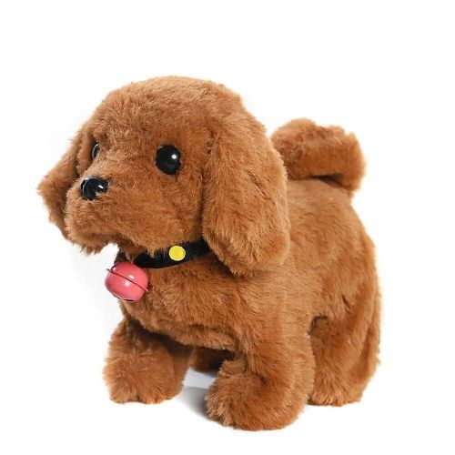 ISKAEN Peluche Chien electronique Realiste Courant et Aboyant, Jouet Interactif, Cadeau pour Garçons et Filles a 36 ANS, Marron Fonce