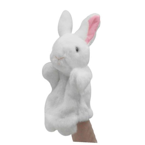 Marionnette girafe en peluche blanche, 1 piece, ideale pour raconter des histoires. Cadeau interactif pour une fete d'anniversaire d'enfant.