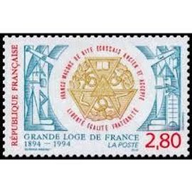 Centenaire De La Grande Loge De France Année 1994 N° 2912 Yvert Et Tellier Luxe