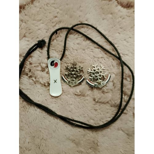 Lot De 2 Broches Et Collier E.S.F. (Ski).