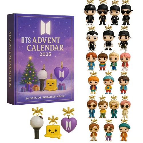 Calendrier de l'Avent BTS ¿ 24 Jours Groupe KPOP Idoles Boîte Mystère Cadeau Noël Fans de Musique & ARMY