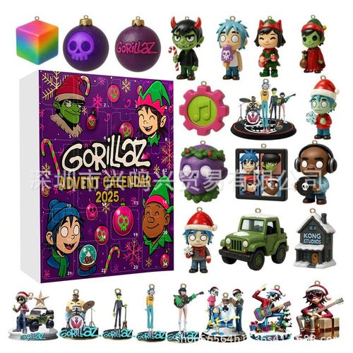 Calendrier de l'Avent Gorillaz ¿ 24 Jours Groupe Musique & Street Art Boîte Mystère Cadeau Noël Fans & Collection