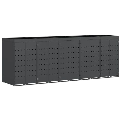 vidaXL Rangement de poubelle à roulettes pour 5 poubelles Anthracite