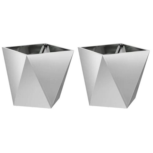 Vidaxl Jardinière 2 Pcs Argent 50 X 50 X 50 Cm Acier Galvanisé