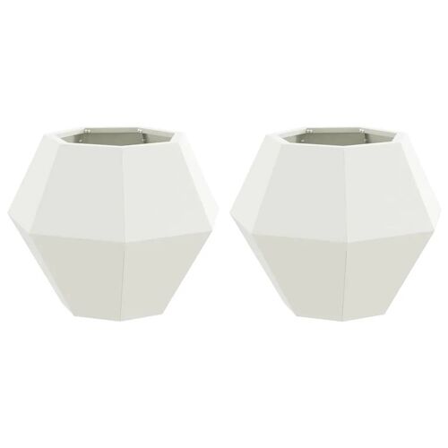 Vidaxl Jardinière 2 Pcs Blanc 50 X 50 X 40 Cm Acier