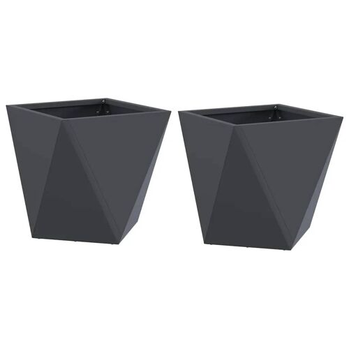 Vidaxl Jardinière 2 Pcs Anthracite 30 X 30 X 30 Cm Acier