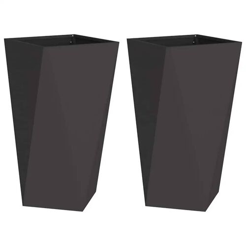Vidaxl Jardinière 2 Pcs Noir 40 X 40 X 75 Cm Acier