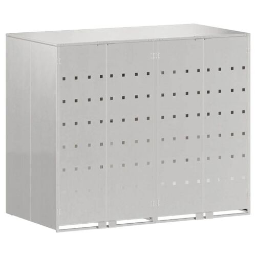 vidaXL Rangement de poubelle à roulettes pour 3 poubelles Argent