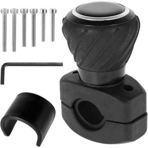 Poignée de volant tournante universelle en ABS et fer, 15 x 12 x 4 cm, avec vis et clé hexagonale pour voitures, tracteurs, camions, tondeuses et bateaux