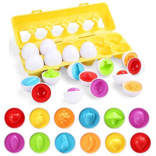 12 ?ufs à formes colorées pour jeu éducatif - Activité de tri et développement précoce pour bébé et enfant dès 3 ans - Jouet en plastique souple et sécurisé