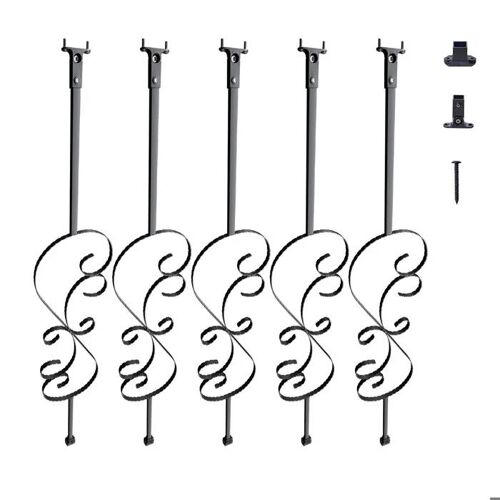 Barreaux décoratifs - DUOKU - ZX-S44in-5 - Acier galvanisé - Noir mat - 5 pièces