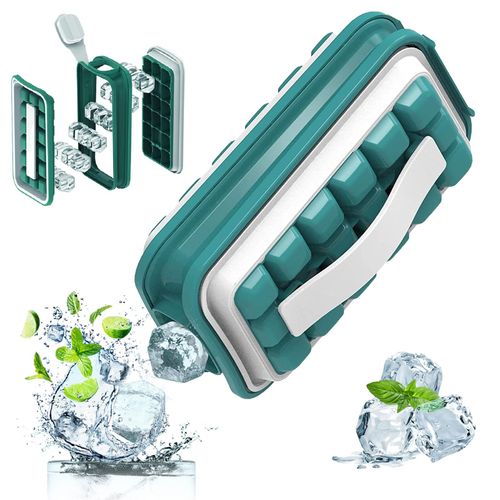 Moule À Glace Portable 2 En 1 En Silicone Alimentaire Avec Couvercle Amovible 21,8 X 13 X 2 Cm Bac Pour Congélation Créative Idéal Pour Bar Et Maison 0,396 Kg