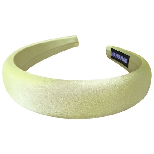 Serre-Tête Large Pour Cheveux En Satin Coussiné Glamour Jaune Poudré