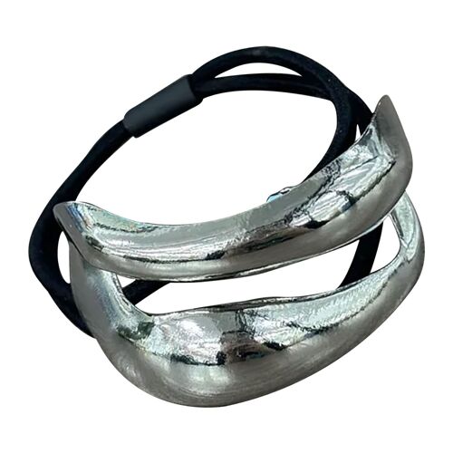 Élastique Casual Pour Cheveux À Manchon Courbes Jumelles Raffiné Argenté