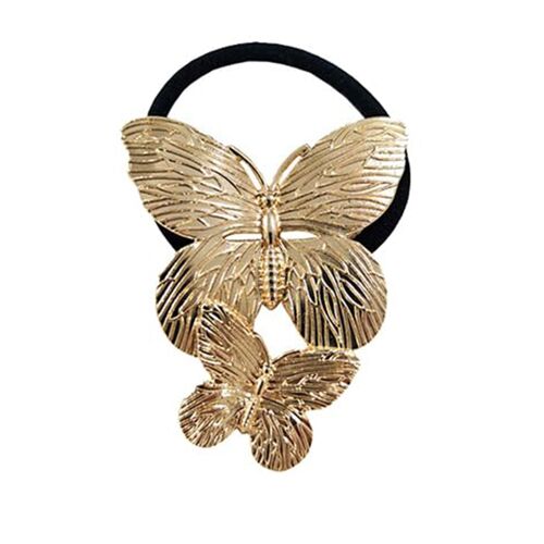 Élastique Casual Pour Cheveux À Manchon Papillon Linéaire Délicat Doré