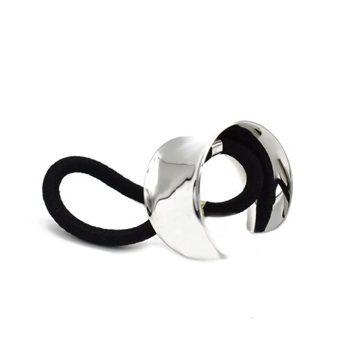Élastique Casual Pour Cheveux À Manchon Bague Effet Miroir Raffiné Argenté