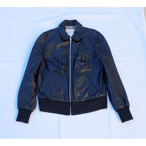 Blouson En Cuir D'Agneau Femme Taille L Marque Oakwood