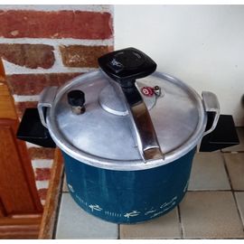 Cocotte Minute Verte Complète 6 Litres Seb Authentique Vintage 1970/80' ,Made In France - Rare Modèle À Revêtement Anti Adhésif - Tous Feux Sauf Induction