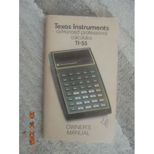 Texas Instruments advanced professional calculator TI-55 Owner's Manual