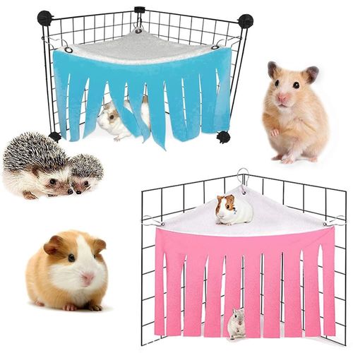 Tente De Cachette Pour Hamster 2 Pièces, Coin Dissuasif Pour Petits Animaux En Tissu Non Tissé, 3 Crochets, Chinchilla, Hérisson, Écureuil (Rose Et Bleu)