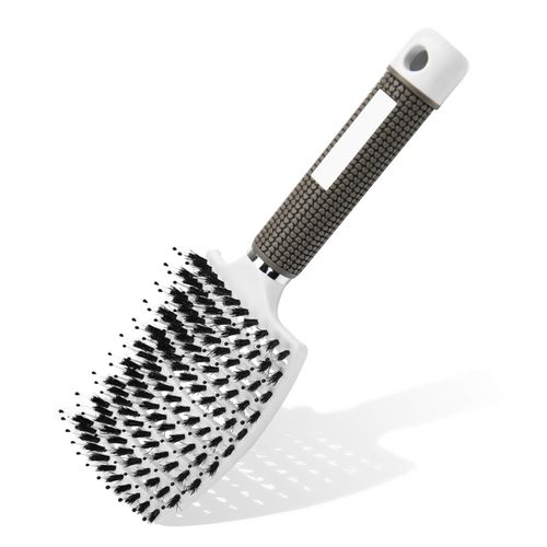 Brosse À Cheveux Pro À Poils De Sanglier Ventilée, Forme Courbée Pour Démêlage Rapide Et Massage Du Cuir Chevelu, Séchage Accéléré, Tête Surdimensionnée Pour Coiffure Uniforme 