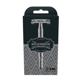 Wilkinson Rasoir Premium Double Tranchant + Lames 5 Unités 
