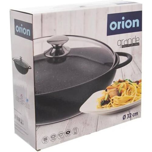 Wok - Orion - Grande Wok - 32 Cm - Aluminium - Couvercle En Verre Inclus