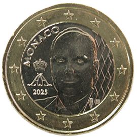 Pièce De 1 Euro Monaco 2025 Nouvelle Effigie Du Prince