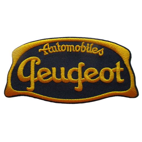 Patch Blason Automobiles Peugeot Bleu Nuit Et Jaune 9.5x5cm