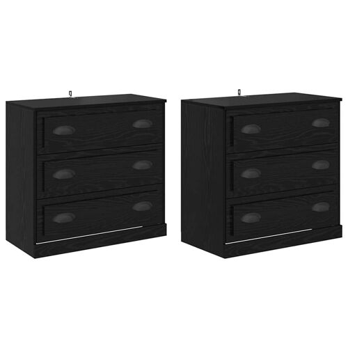 vidaXL Buffets 2 pcs Chêne noir 70 x 35,5 x 67,5 cm Bois d'ingénierie