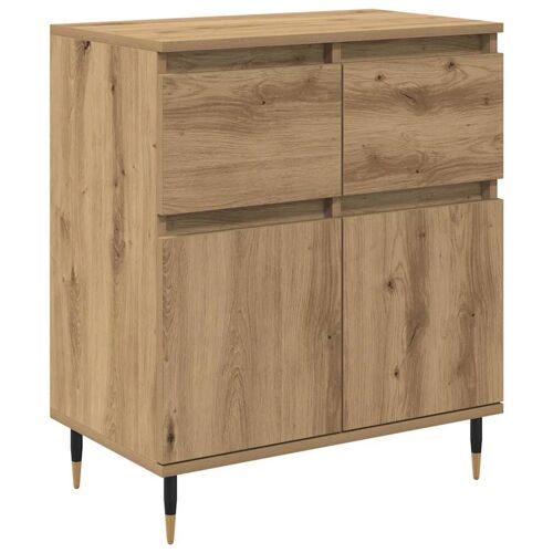 Vidaxl Buffet Chêne Artisanal 60 X 35 X 70 Cm Bois D'ingénierie Et Fer